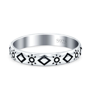 Sun Oxidized Band Solid 925 Sterling Silver Thumb Ring (3mm)